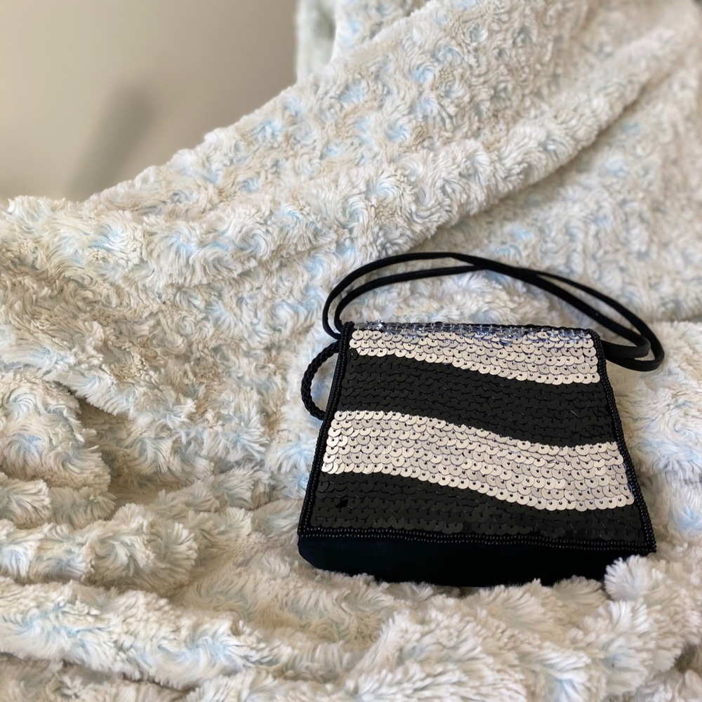 Black/ silver sequins purse